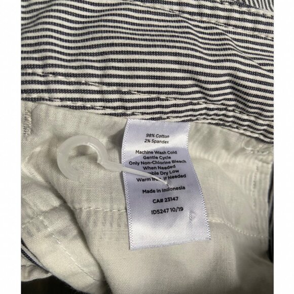 Talbots Wide Leg Crop Chino Striped Seersucker Blue White Pants Size 6PM - Picture 7 of 7